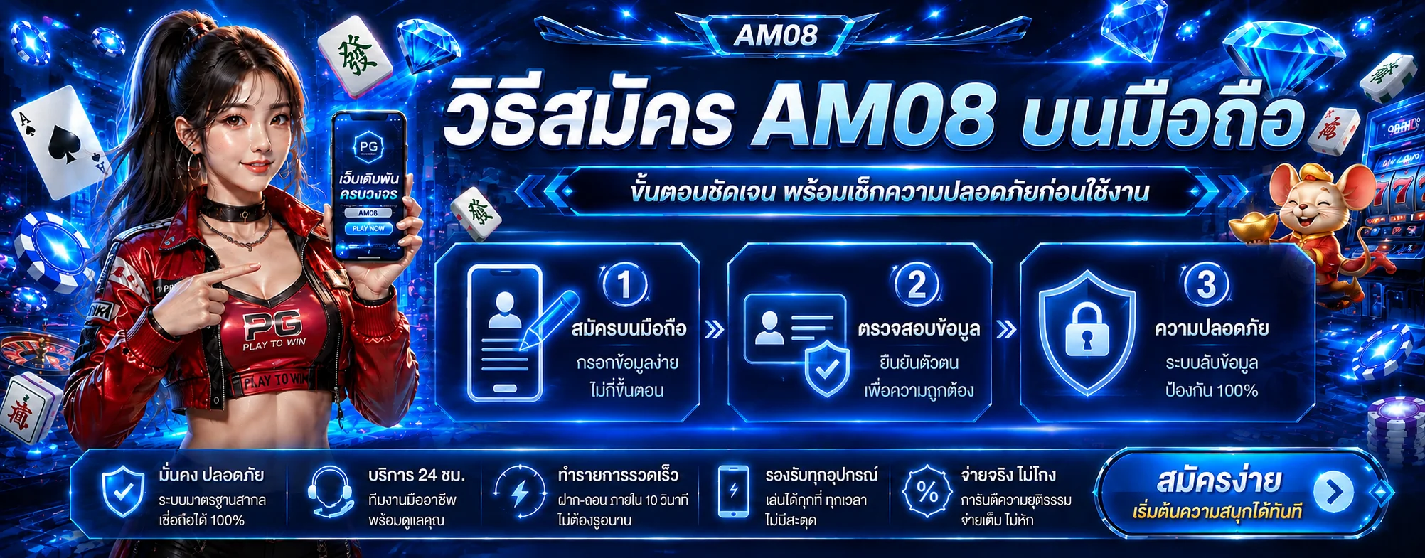 AM08 วิธีสมัครบนมือถือ พร้อมเช็กความปลอดภัย